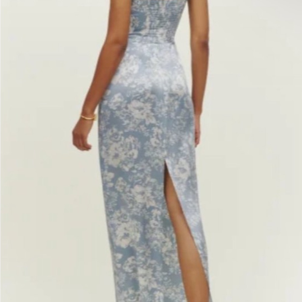 Reformation Frankie Silk Blue Floral Women's Dress - Picture 2 of 5